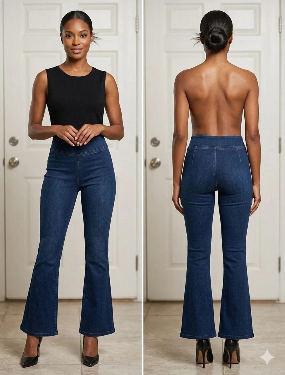 Frame The Jet Set Flare Black Pull On Denim Jeans Size 2 (RUNS LARGE)